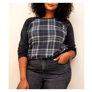 Torrid Black and Gray Plaid Sweatshirt